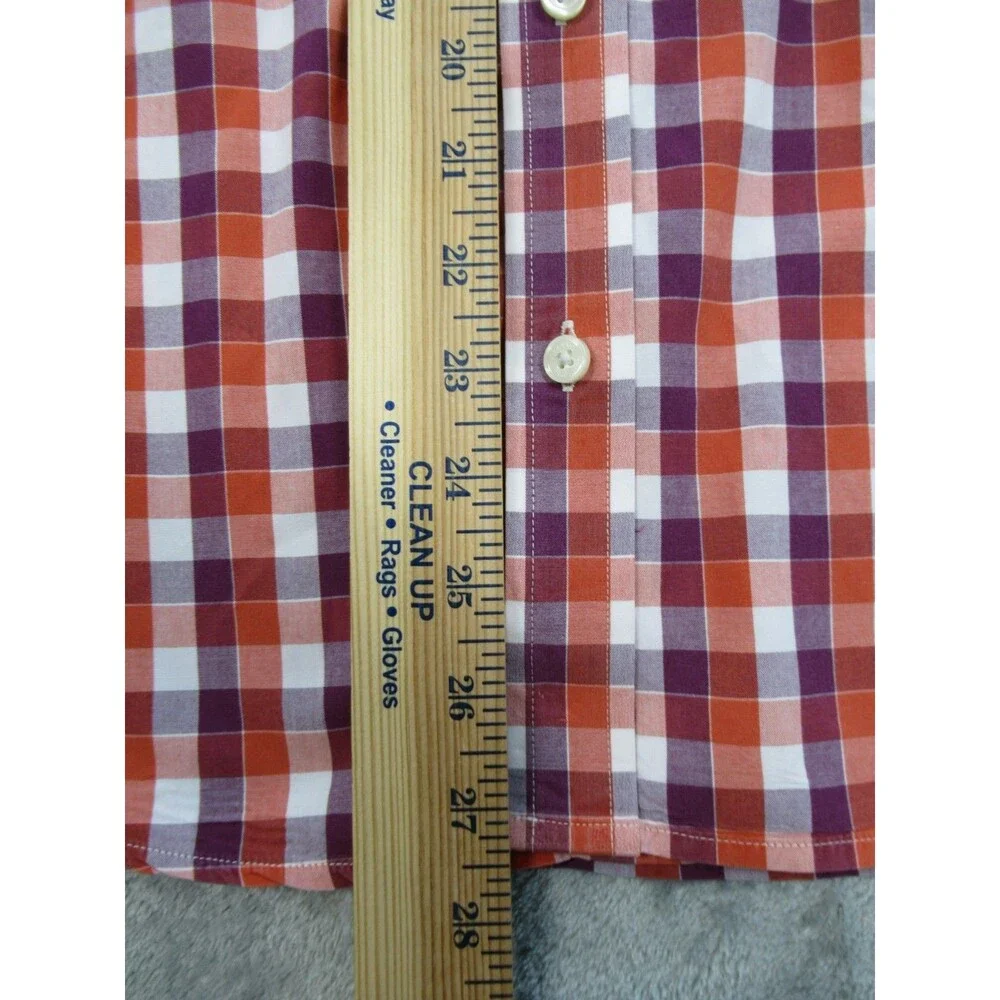 Banana Republic Shirt Mens Medium Long Sleeve Plaid Red Purple Buttoned Down